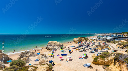 Panoramic aerial view of Praia Da Gale beach, near Albufeira and Armacao De Pera, Algarve, Portugal © Martin Valigursky