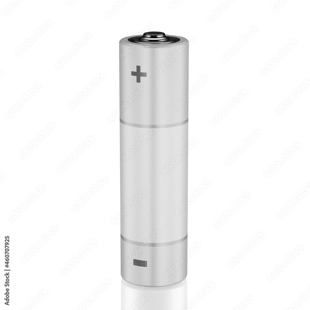 Blank size AA battery in gray for your design. 3d render. Blank size AA battery in gray for your design. 3d render.