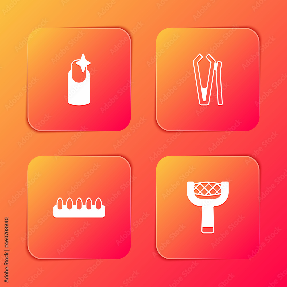 Set Nail manicure, cutter, False nails and file icon. Vector