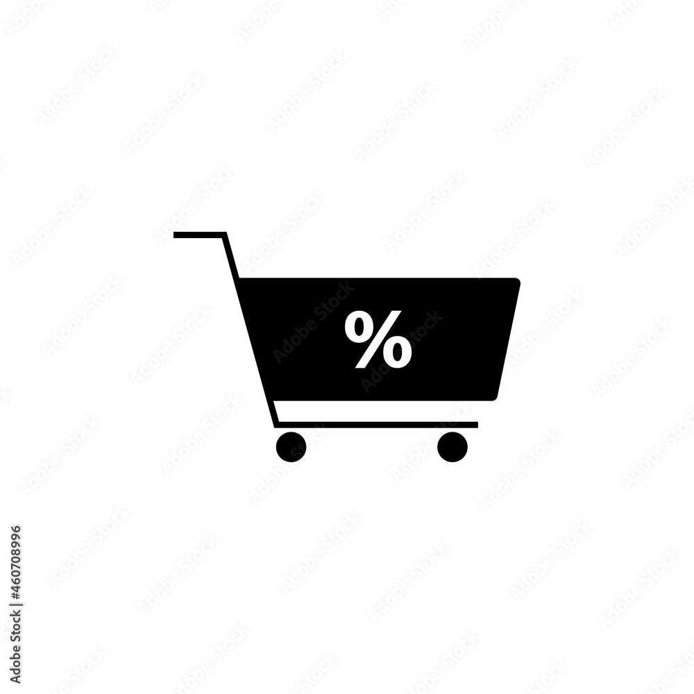 Store trolley, percent sign icon in Loan Related set Store trolley, percent sign icon in Loan Related set