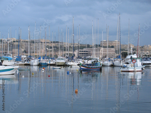 Malta. Gzira is a city on the shore, famous for its famous marina. Beautiful bay. Beautiful yachts.