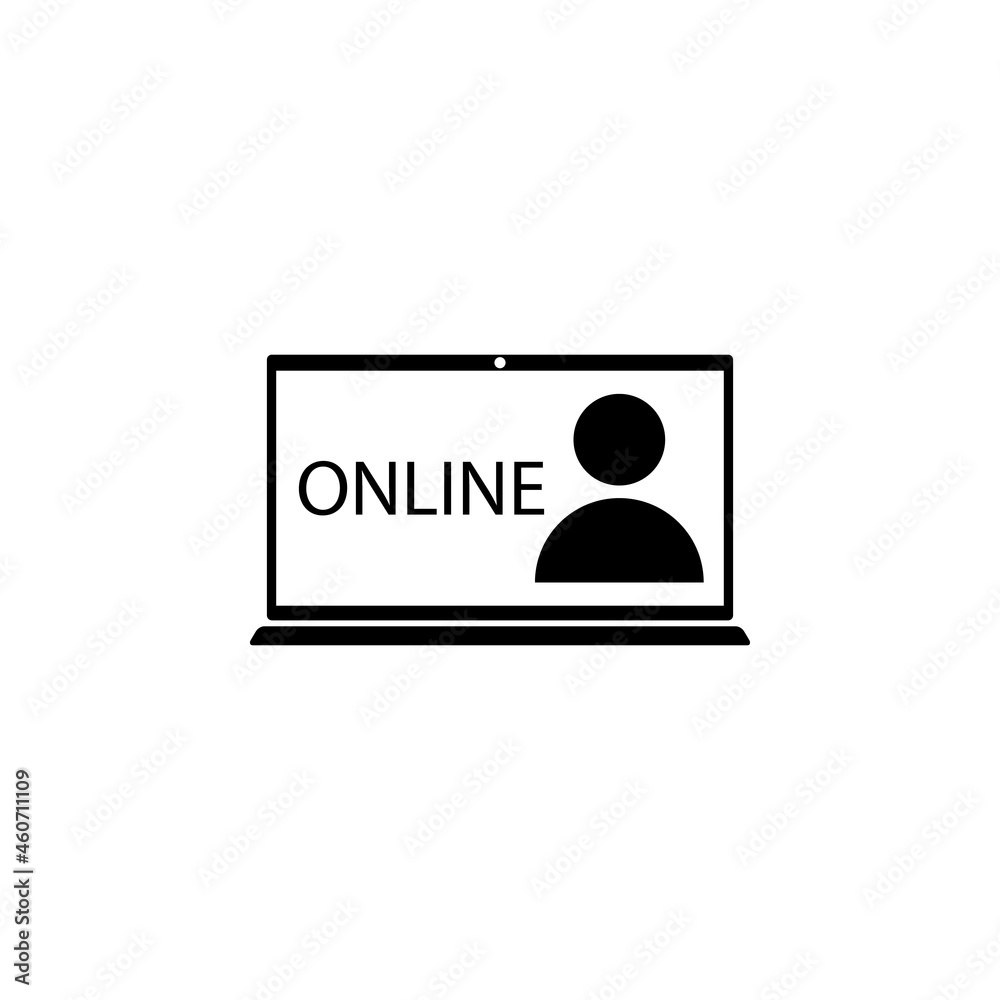Laptop, online, user icon in Online education set