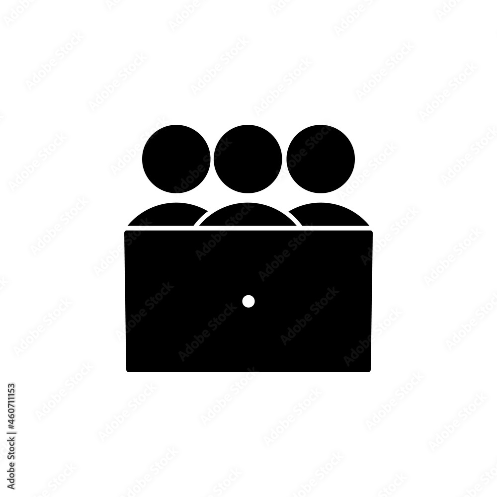 People behind the monitor icon in Online education set People behind the monitor icon in Online education set