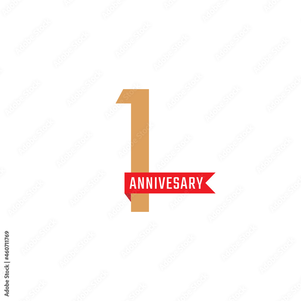 1 Year Anniversary Celebration with Red Ribbon Vector. Happy Anniversary Greeting Celebrates Template Design Illustration 1 Year Anniversary Celebration with Red Ribbon Vector. Happy Anniversary Greeting Celebrates Template Design Illustration