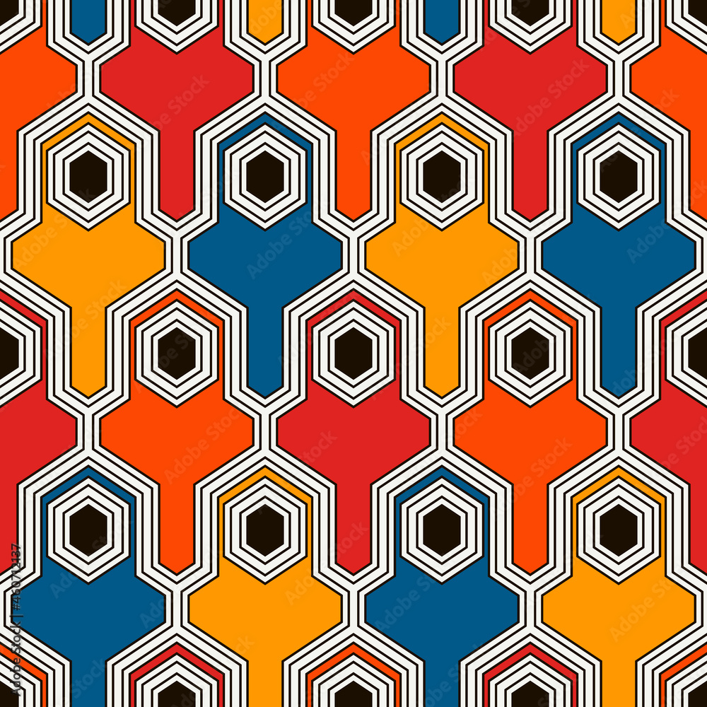 Ethnic seamless surface pattern. Repeated interlocking geometric figures. Tribal wallpaper. Native americans ornamental abstract background. Geo digital paper, textile print. Vector art Ethnic seamless surface pattern. Repeated interlocking geometric figures. Tribal wallpaper. Native americans ornamental abstract background. Geo digital paper, textile print. Vector art