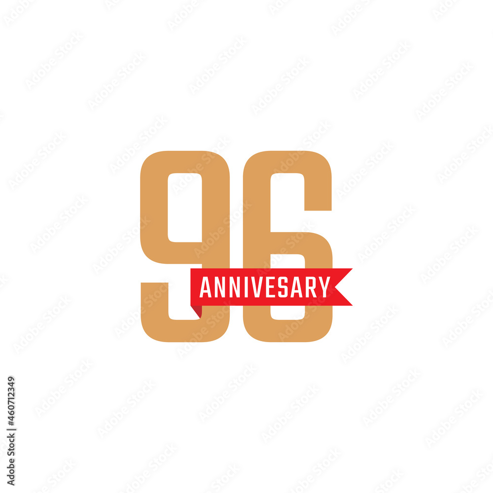 96 Year Anniversary Celebration with Red Ribbon Vector. Happy Anniversary Greeting Celebrates Template Design Illustration 96 Year Anniversary Celebration with Red Ribbon Vector. Happy Anniversary Greeting Celebrates Template Design Illustration