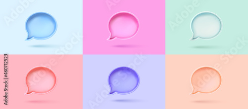 Speech bubbles. Dialogue cloud. Isolated dialog boxes for text. Realistic vector illustration