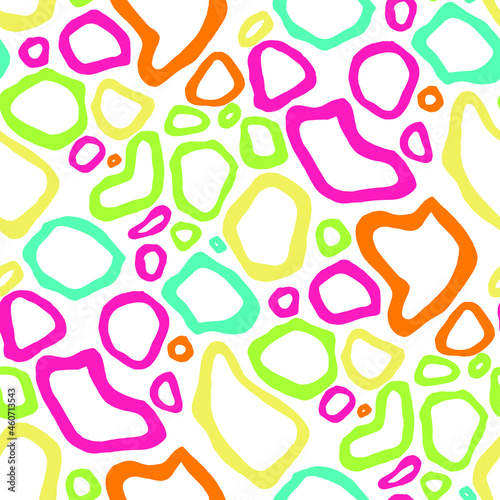 Seamless vector pattern with abstract modern doodles. Bright summer print. Trendy colorful background. Vintage geometric doodles. 