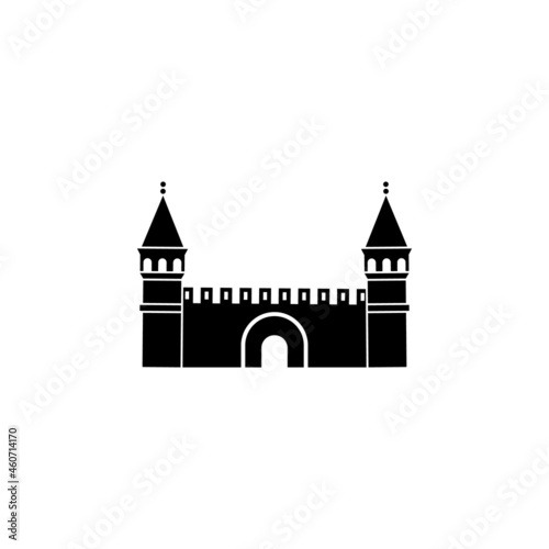 towers and wall with gates icon in Turkish set