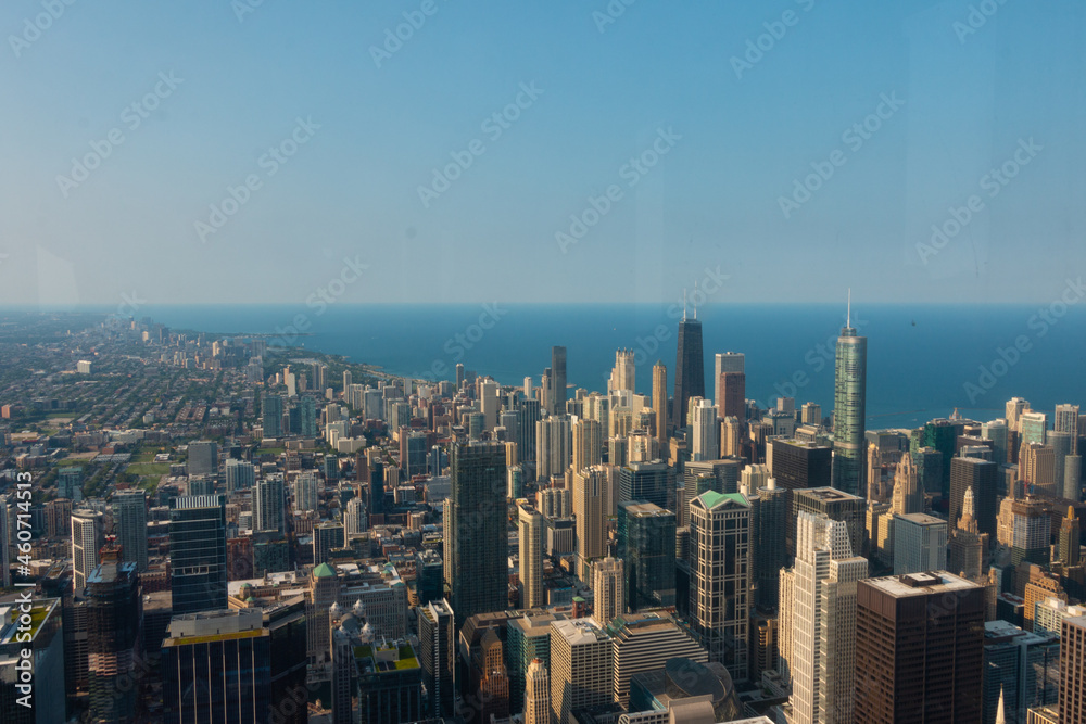 Chicago Illinois Cityscape looking North toward Lake Michigan 