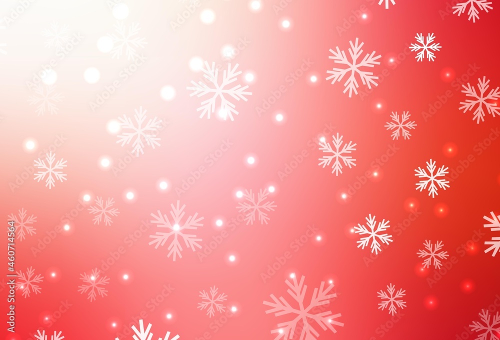 Light Red vector pattern with christmas snowflakes, stars. Light Red vector pattern with christmas snowflakes, stars.