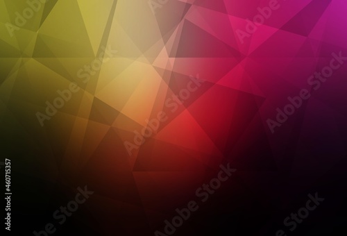 Dark Pink, Yellow vector gradient triangles pattern.