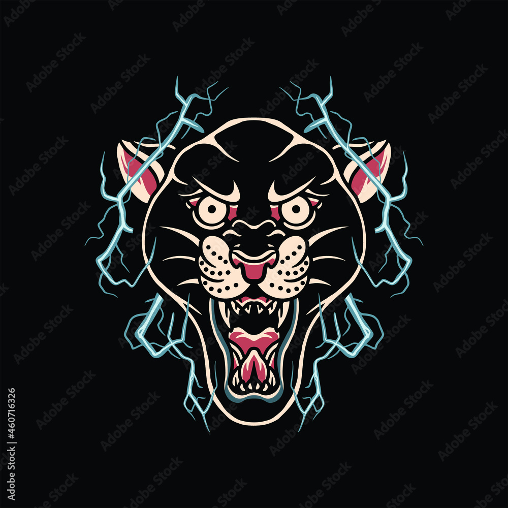 panther tattoo illustration vector design