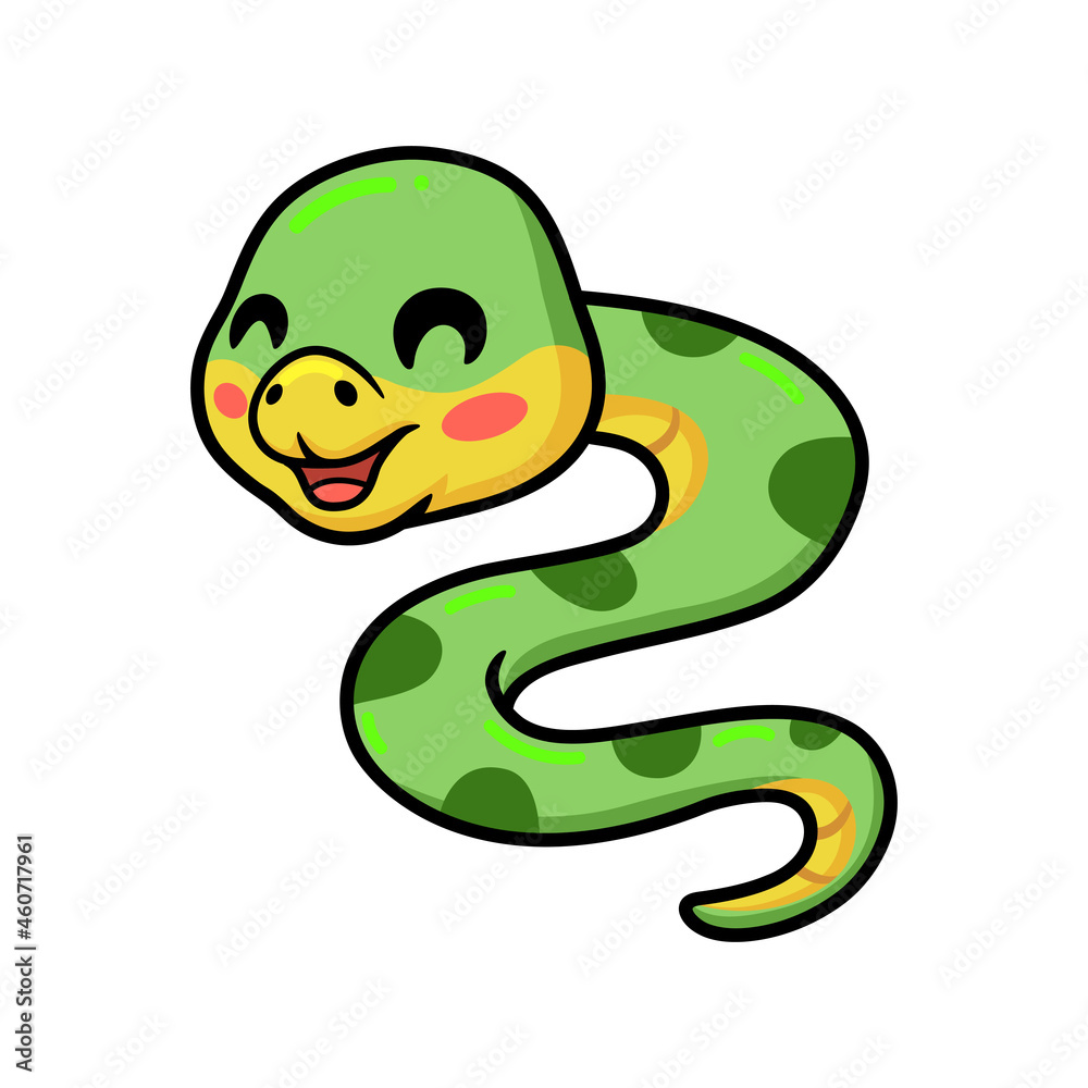 Fototapeta premium Cute little green snake cartoon