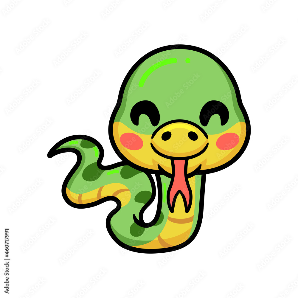 Fototapeta premium Cute little green snake cartoon