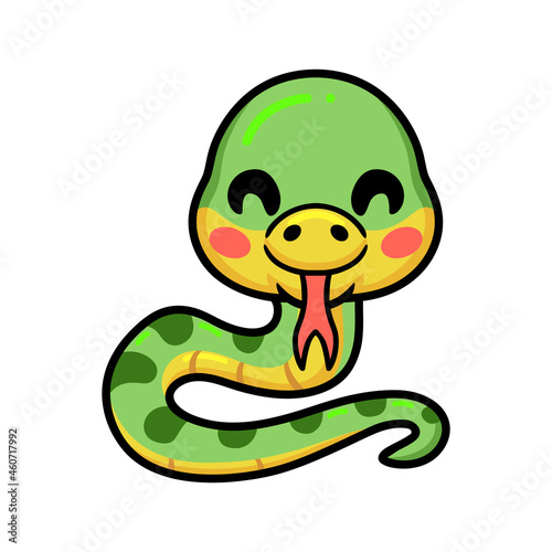 Cute little green snake cartoon