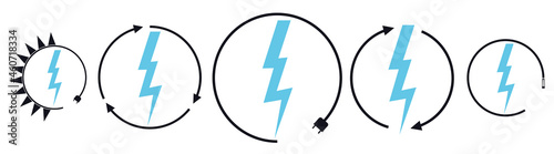 Free Download Electric car charging and renewable energy icons, graphic design template, lightning bolt, vector illustration - GFXLoad