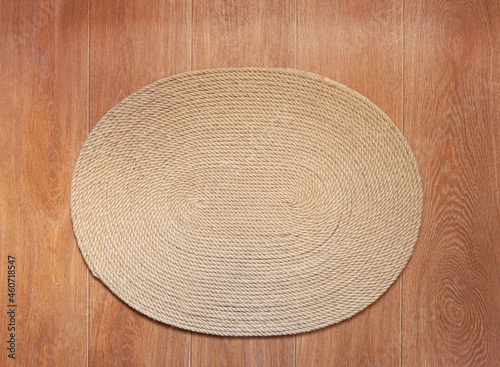 handmade oval-shaped jute carpet in the interior