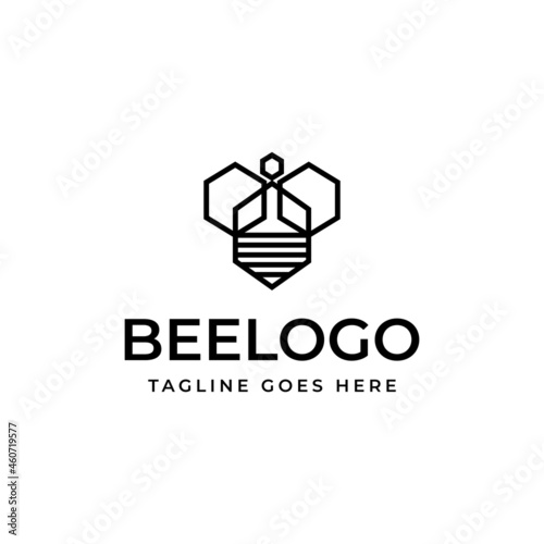 hexagonal bee logo icon vector template