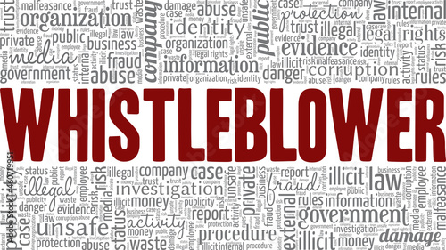 Whistleblower vector illustration word cloud isolated on white background.