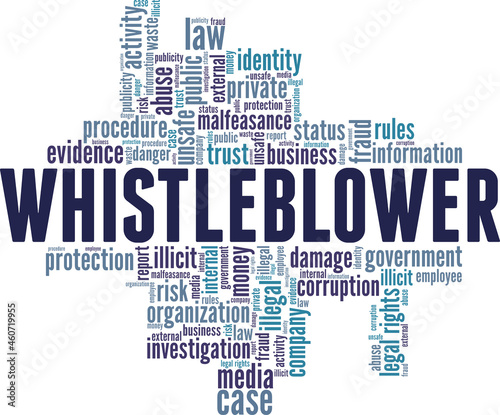 Whistleblower vector illustration word cloud isolated on white background.
