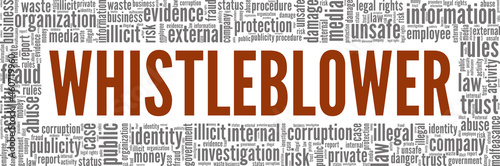 Whistleblower vector illustration word cloud isolated on white background.