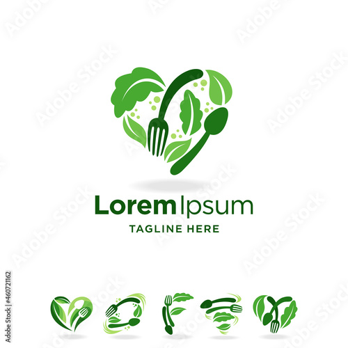 healty food logo set, with multiple concept