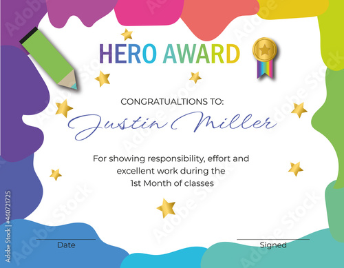 Hero Award Certificate for School Kids