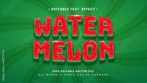 Watermelon Fruit 3d Text Style Effect. Editable illustrator text style.