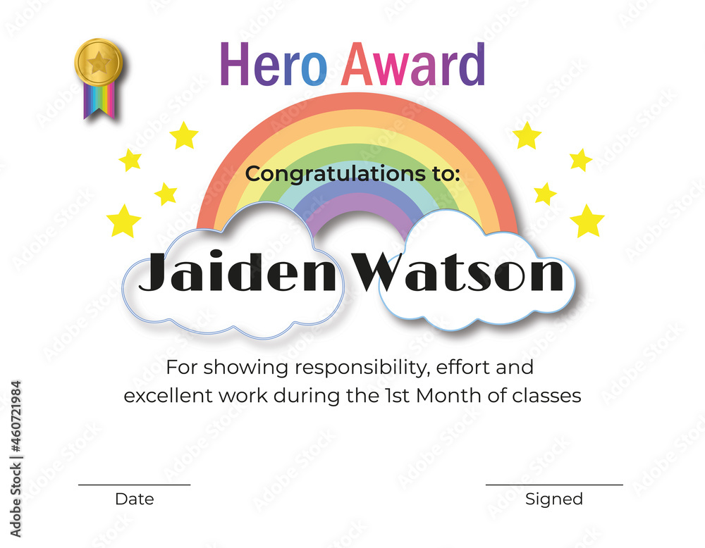 Rainbow Award Diploma for Kids