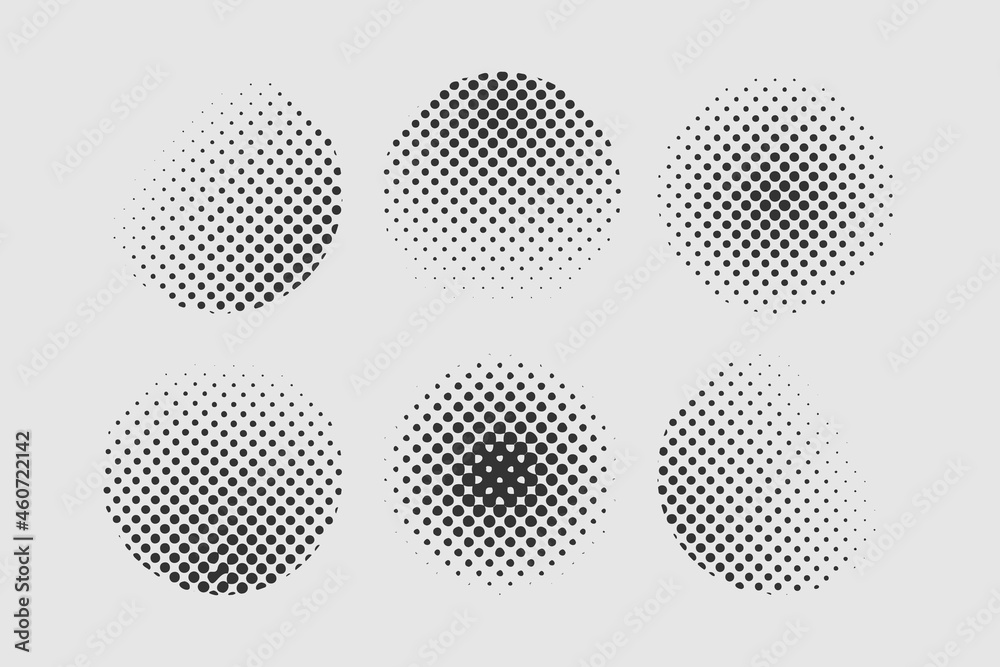 Set Of Halftone Dots Vintage Design Element  in Circle Shape