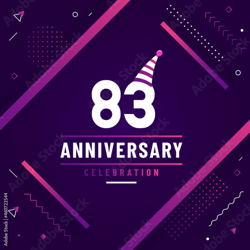 83 years anniversary greetings card  83 anniversary celebration background free colorful vector.