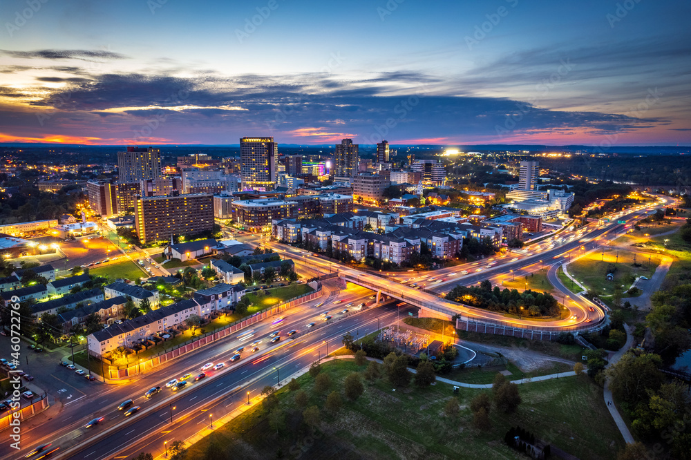 Aerial Drone Sunset in New Brunswick New Jersey Aerial Drone Sunset in New Brunswick New Jersey
