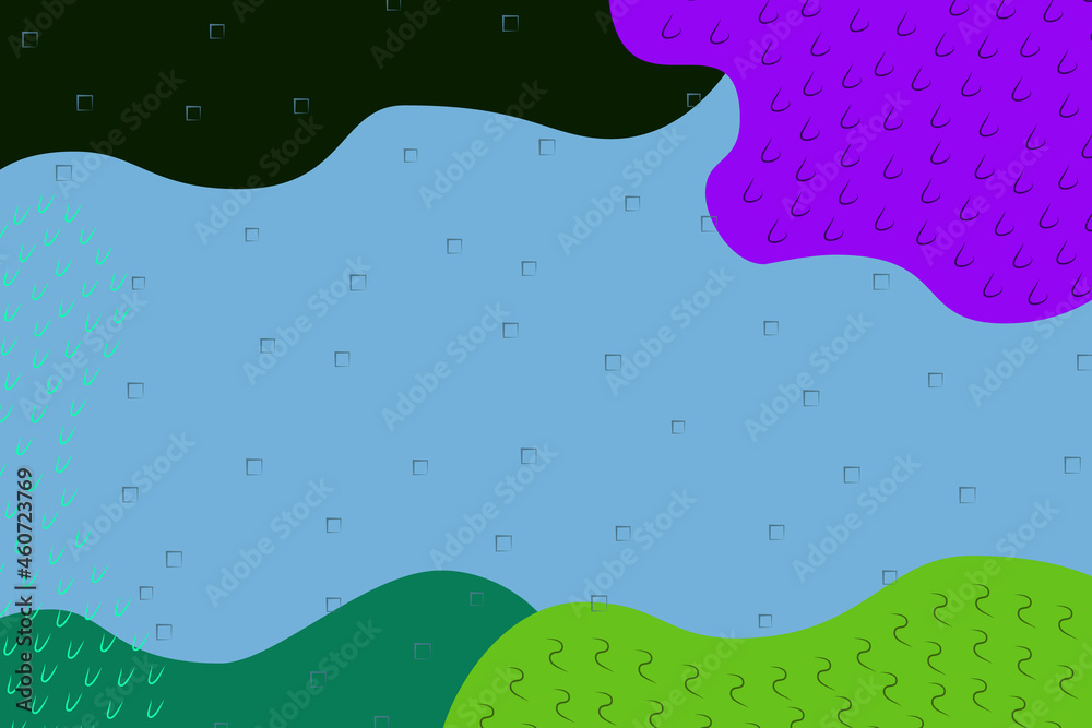 Abstract simple multicolor, green, blue, violet, dark green shapes background