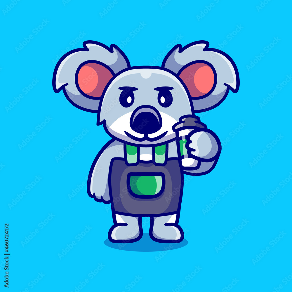cute barista koala holding coffee cute barista koala holding coffee