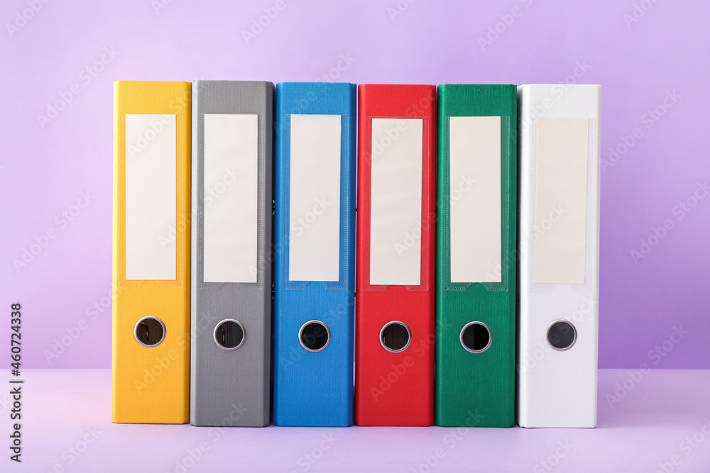 Office folders on color background Office folders on color background