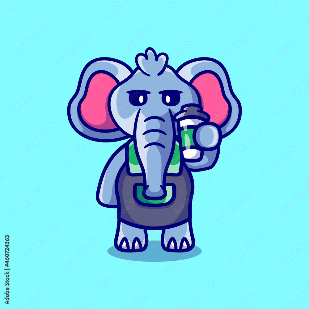 Fototapeta premium cute barista elephant holding coffee