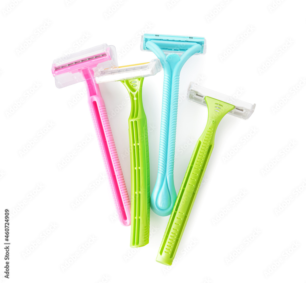 Many different razors on white background Many different razors on white background