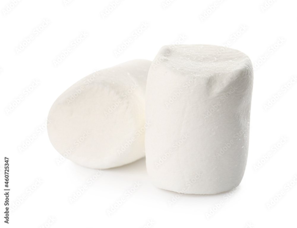 Tasty marshmallows on white background
