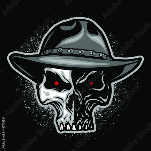Cowboys skull Design element for logo, poster, card, banner, emblem, t shirt. Vector illustration