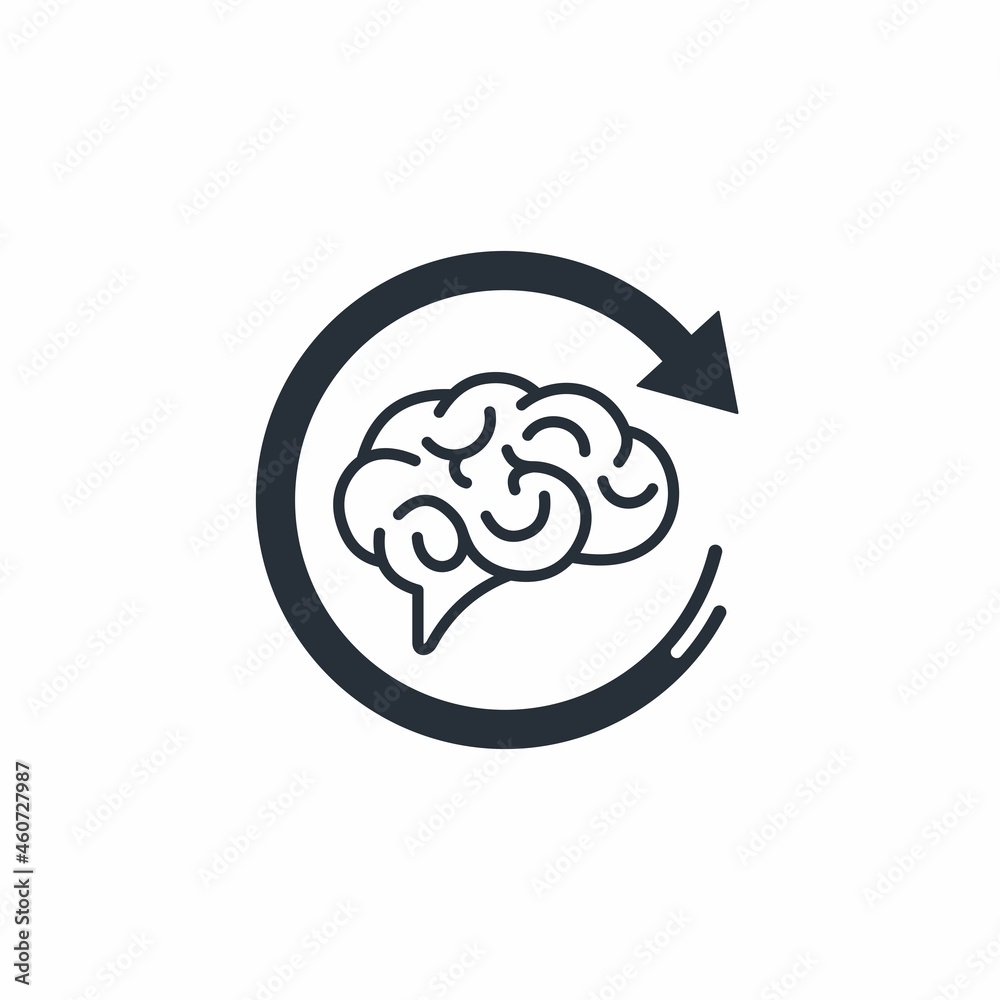 New reality. Reboot thinking. Vector linear icon isolated on white background. New reality. Reboot thinking. Vector linear icon isolated on white background.