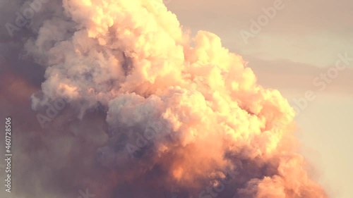 Volcanic ash cloud in Cumbre Vieja volcano during sunset in La Palma, Spain. September 2021. photo