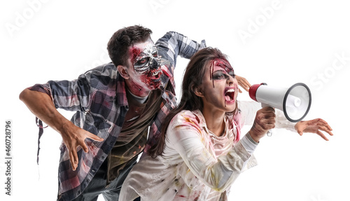 Scary zombies with megaphon...