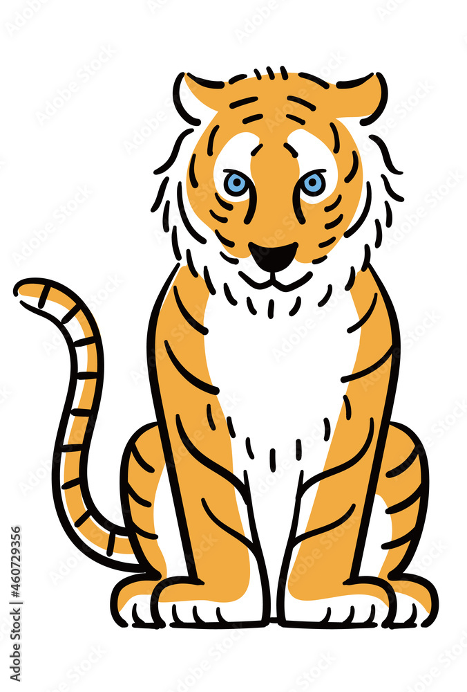 座る虎の正面のイラスト Stock Vector Adobe Stock