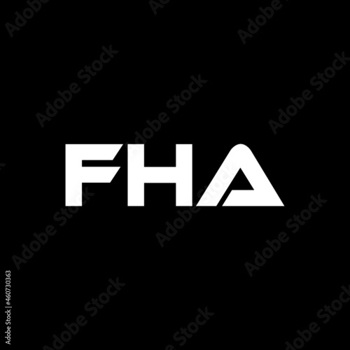 FHA letter logo design with black background in illustrator, vector logo modern alphabet font overlap style. calligraphy designs for logo, Poster, Invitation, etc.