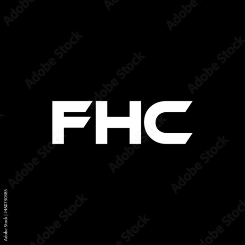 FHC letter logo design with black background in illustrator, vector logo modern alphabet font overlap style. calligraphy designs for logo, Poster, Invitation, etc.