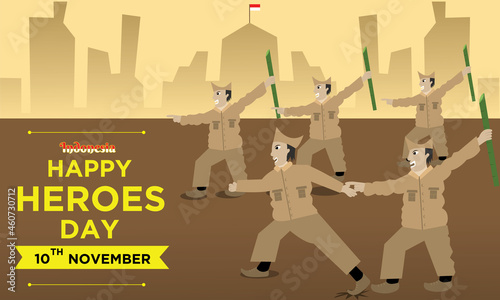 Indonesian soldiers attacked the invaders with pointed bamboo weapons