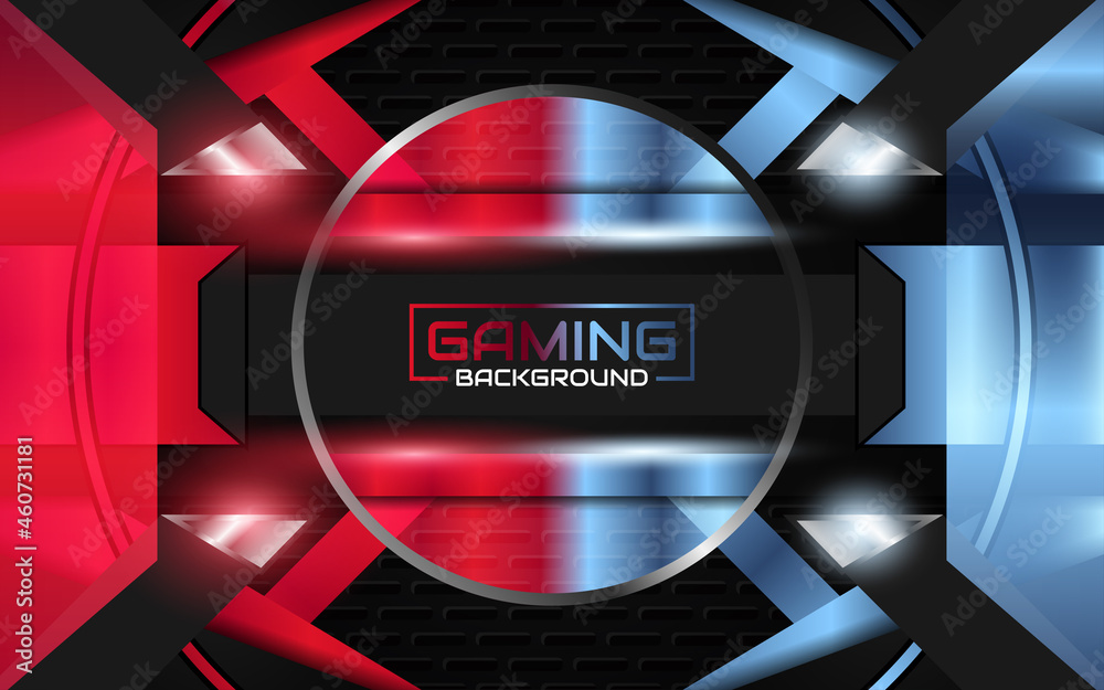 Abstract light futuristic red and blue gaming background with modern