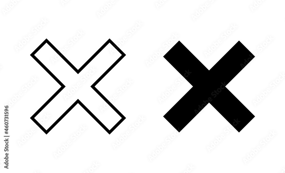 Fototapeta premium Close icons set. Delete sign and symbol. cross sign