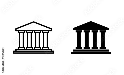 Bank icons set. Bank sign and symbol, museum, university